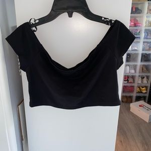 Black off the shoulder crop top